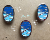 product photo 3 pins placed together of day skies Window Seat Enamel Pin