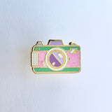 Retro Camera Hard Enamel Pin [ Glittery Pink]