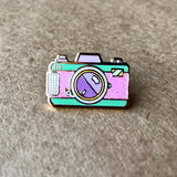 Retro Camera Hard Enamel Pin [ Glittery Pink]